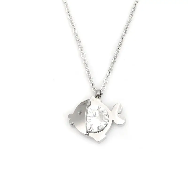 Модное ожерелье из нержавеющей стали женское прозрачного горного хрусталя с