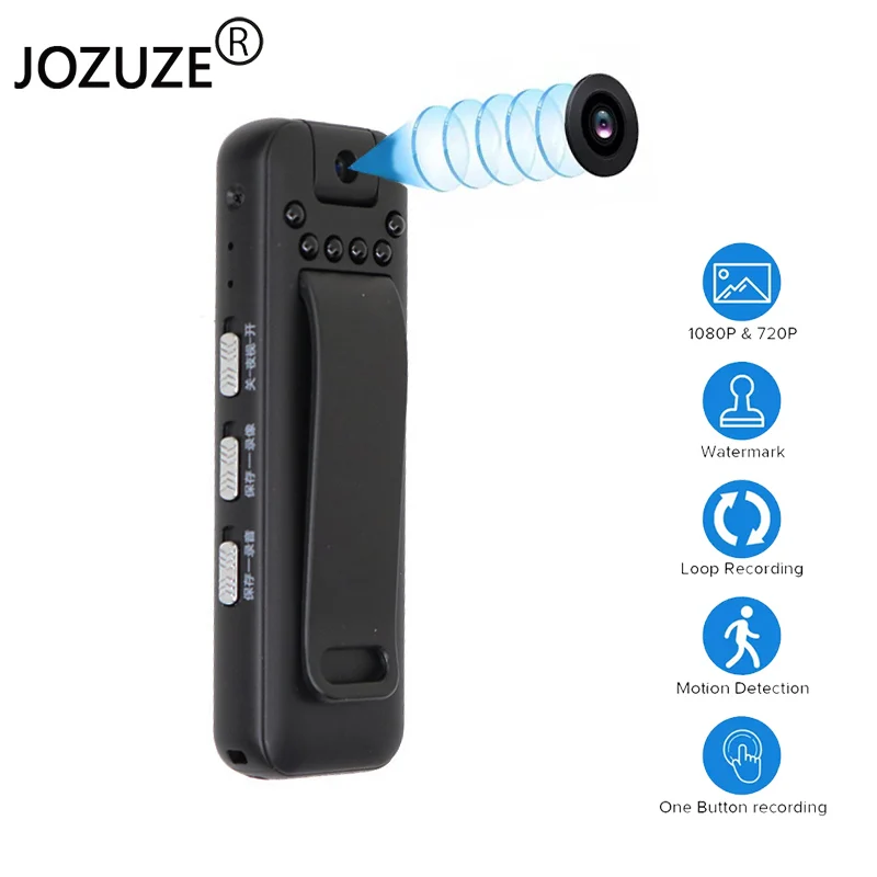 

JOZUZE Body Camera Mini Digital HD Camera Micro Cam Night Vision Motion Snapshot Flashlight Loop Recording Camcorder Video Cam