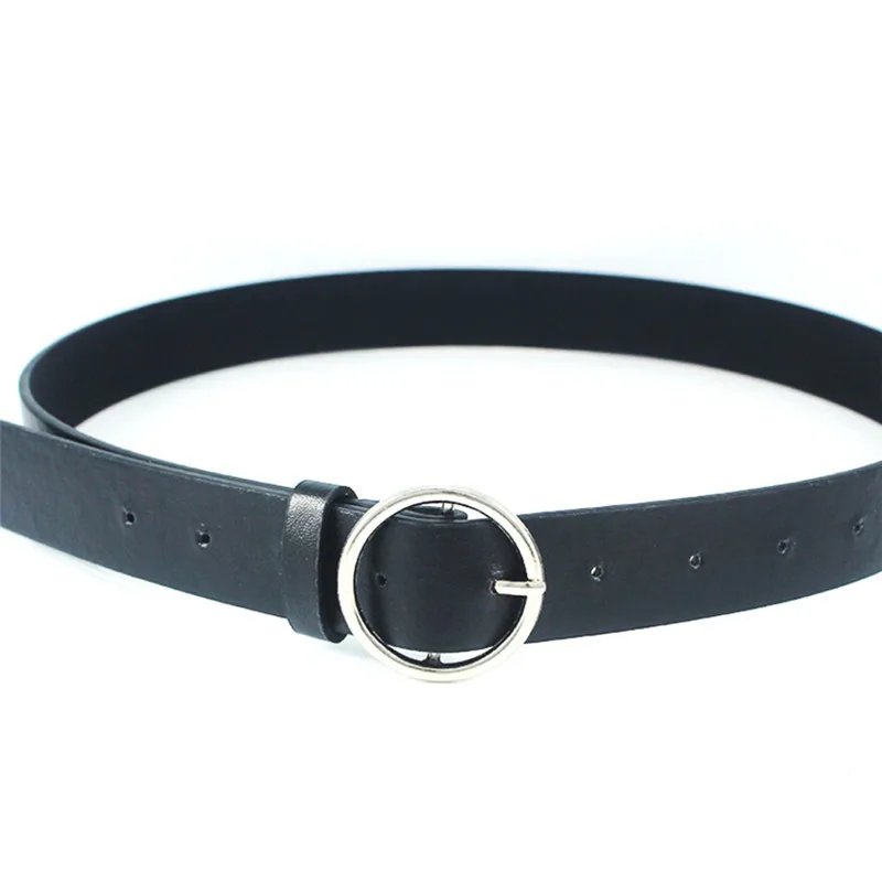 Круглый Женский однотонный модный ремень из искусственной кожи с пряжкой на