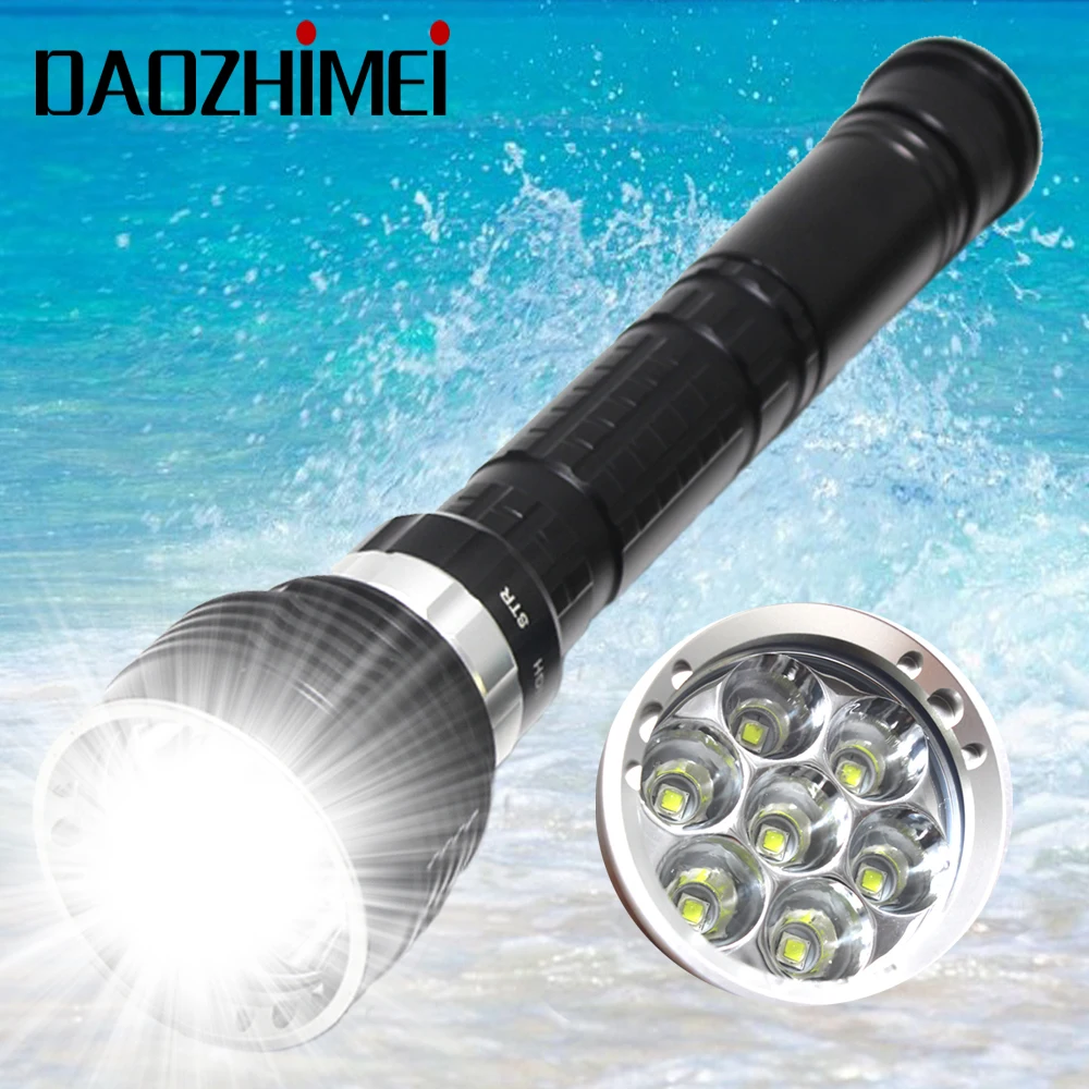 

New 8000 Lumen Underwater 200M Torch 7 x XM-L2 LED Scuba Diving Flashlight Diver Torch Light for 3x18650 or 26650 battery