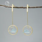 Женские серьги-подвески шепот птицы Lotus Fun, серьги из настоящего серебра 2020 пробы с натуральным драгоценным камнем, 925