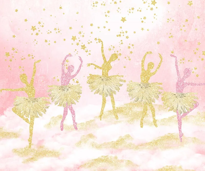

7x5FT Pink Gold Confetti Ballet Dance Ballerina Stage Custom Photo Studio Backdrops Backgrounds Vinyl 220cm x 150cm