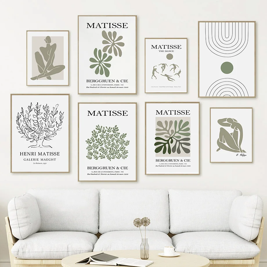 

Abstract Matisse Line Girl Leaves Coral And Prints Wall Art Canvas Nordic PostersPainting Wall Pictures For Living Room Decor