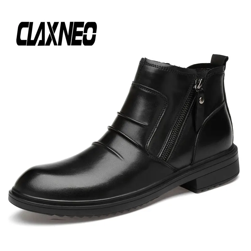 CLAXNEO/мужские ботинки на молнии из натуральной кожи мужская повседневная кожаная