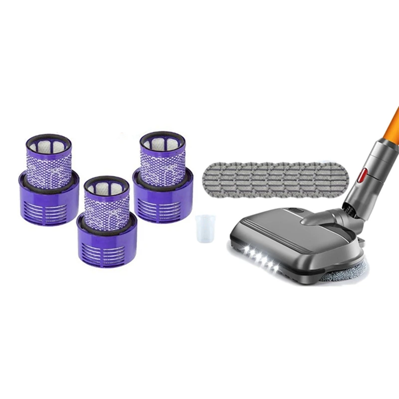 

2 Set Vacuum Cleaner Accessories: 1 Set Electric Mop Head With LED Light & 1 Set Washable Filter Hepa Unit