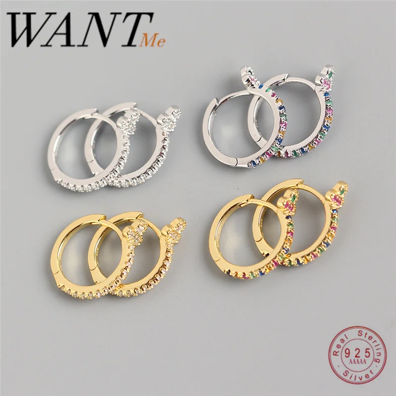 Женские серьги гвоздики WANTME из серебра 925 пробы с белым цирконом|Серьги-гвоздики|