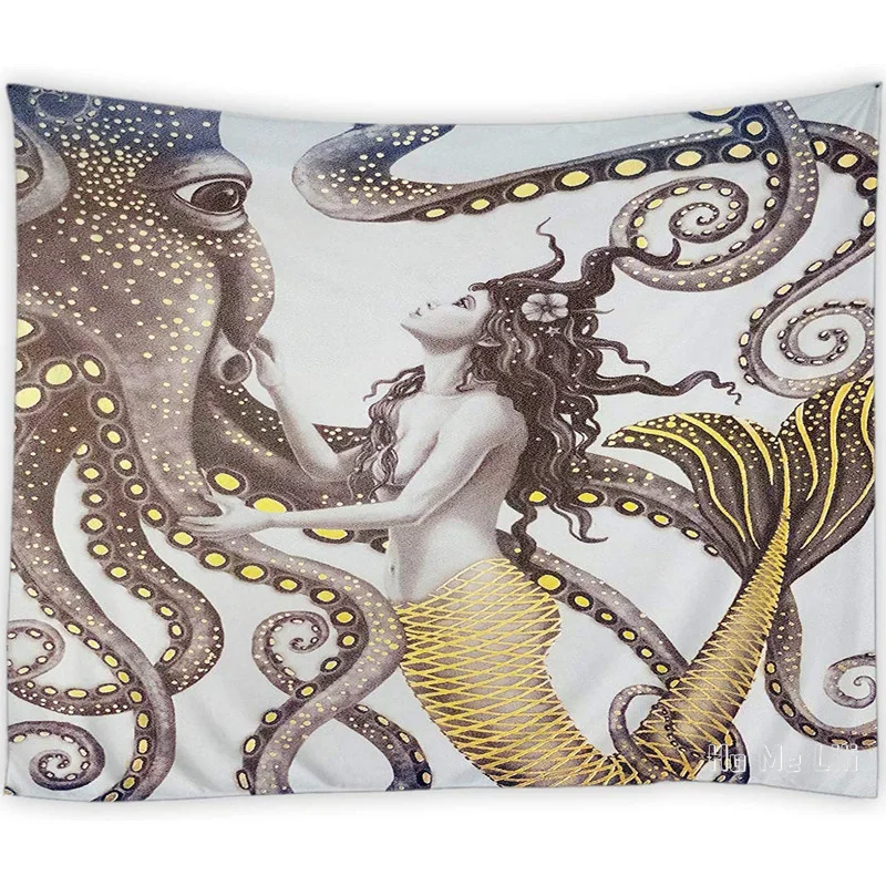 

Octopus Mermaid Wall Hanging Kraken Tentacles Ocean Animal And Fairy Girl Decor Backdrop By Ho Me Lili Tapestry For Room Dorm