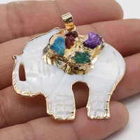 natural shell pendant charms elephant shape phnom penh druzy necklace pendant for making diy necklace accessories 40x45mm