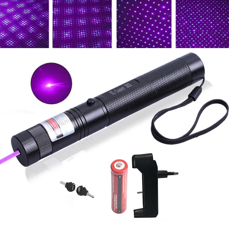 

Зеленая лазерная указка на 10 миль, астрономическая мощная красная фиолетовая лазерная указка для кошек, лазер с регулируемым фокусом, аккум...