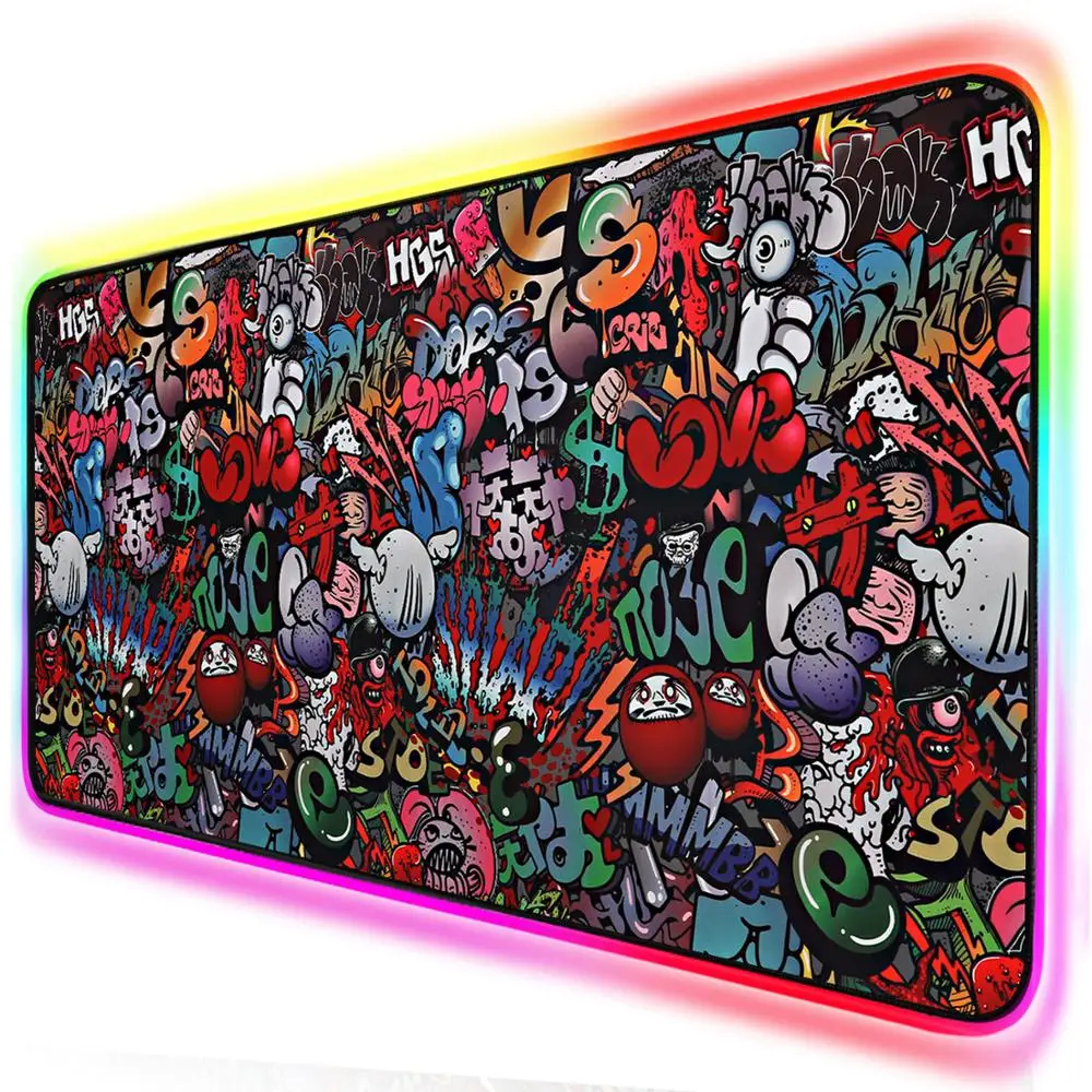 RGB Paint RGB коврик для мыши большой игровой коврик для мыши геймер xxl компьютерный коврик для мыши светодиодный большой коврик для мыши Клавиатура стол PC Mause коврик с подсветкой - Цвет: RGB Paint