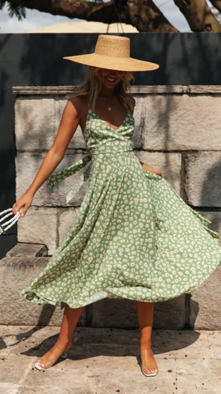 

Women Strappy Boho Floral Long Maxi Dress Evening Party Cocktail Beach Sundress