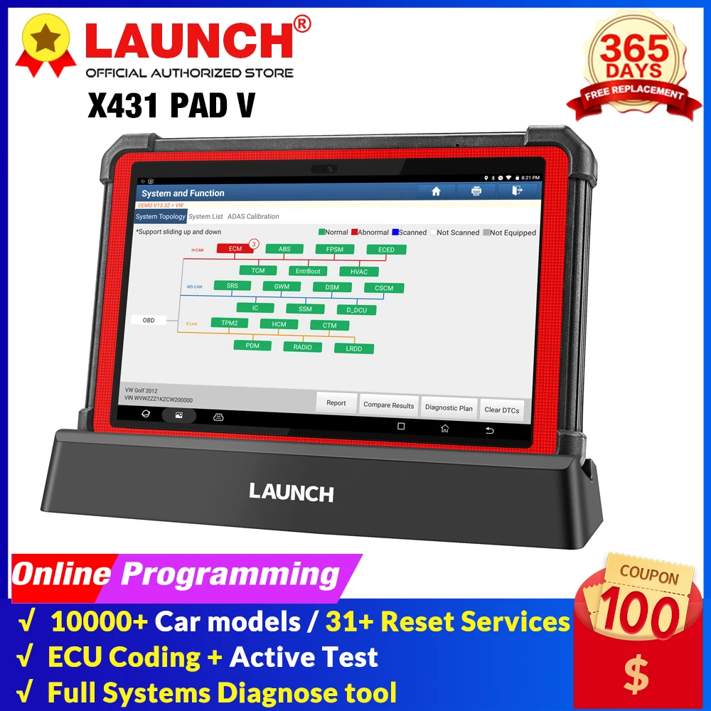 LAUNCH X431 PAD V OBD2 автомобильный полный диагностический инструмент программирование