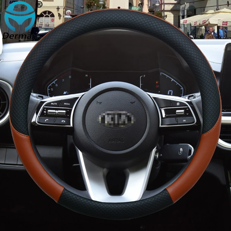 100% DERMAY брендовый кожаный чехол на руль спортивного автомобиля для Kia Cadenza Borrego Carens