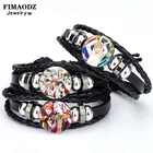 FIMAODZ IDOLISH7 браслет с анимэ рисунок художественной фотографией, стеклянные бутылек ручной работы Кнопка Браслеты с подвесками кожаные браслеты для мужчин и женщин