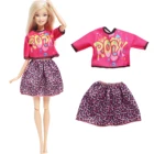 Модный один комплект леопардовое платье красная рубашка мини юбка наряд для вечеринки модное крутое платье Одежда для куклы Барби аксессуары детские игрушки