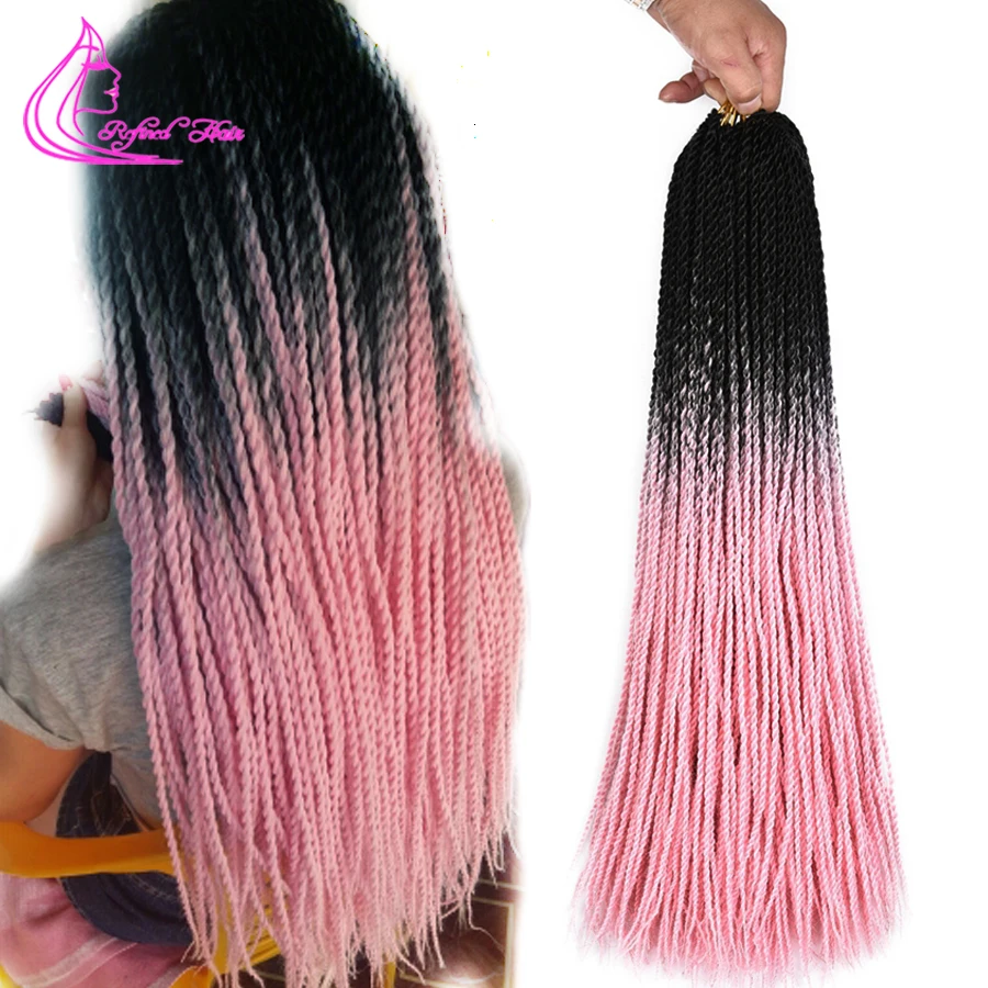 

Удлинители волос с сенегальскими Закрученными косами розового цвета, с эффектом омбре, для афро-американских плетений