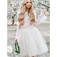 two pieces top lace tulle skirt prom dresses 2019 puffy vestido de formatura curto