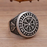 vintage stainless steel viking valknut ring men nordic odin rune compass ring biker amulet viking jewelry gift wholesale