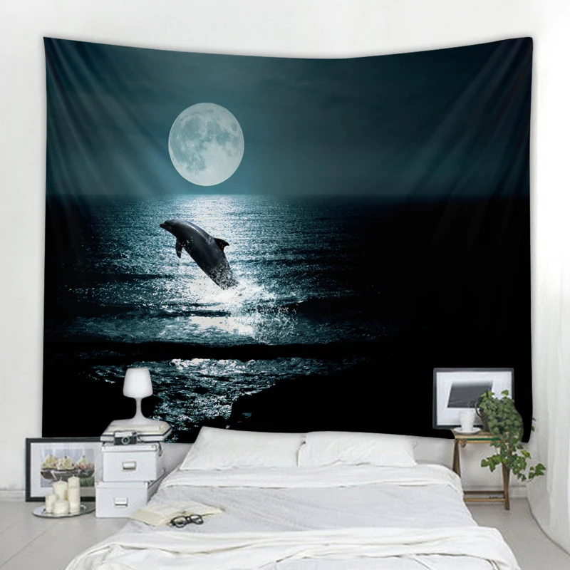 

Moon Sea Tapestry Bohemian Wall Hanging Dream Hanging Cloth Mandala Printed Tapestry Living Room Bedroom Home Decor