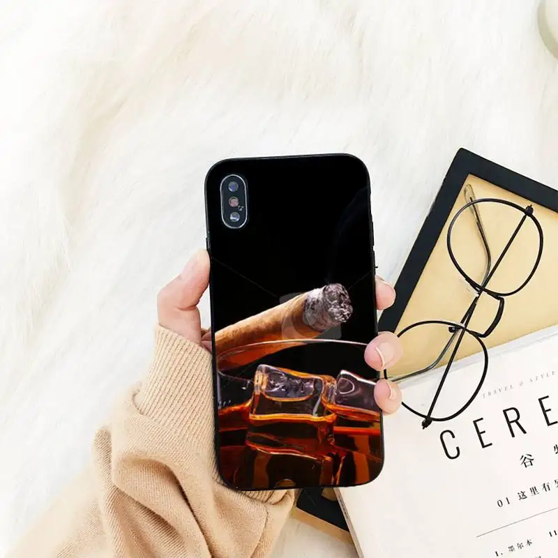 

FHNBLJ Cigar Whiskey Ice Drink Phone Case For iPhone 11 8 7 6 6S Plus X XS MAX 5 5S se 2020 11 12pro max iphone xr case