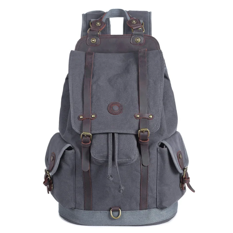 

Laptop Outdoor Backpack, Canvas Travel Hiking Camping Rucksack Pack, Casual Large College School Daypack, Book Bags