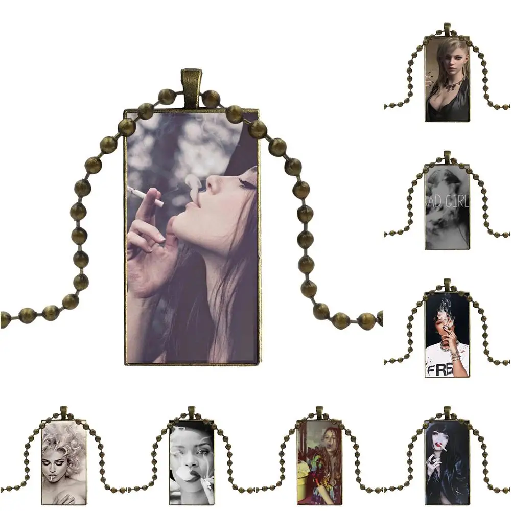 Для Женщин Девочек стеклянный кабошон ручной работы колье кулон прямоугольное