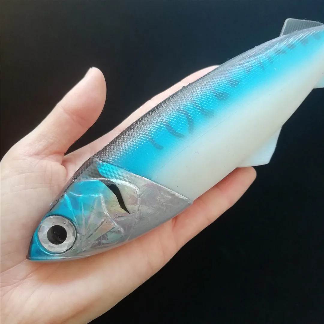 

1pc large 3D lead jig Head Soft Fishing Lure Single Hook Wobber Bait Sinking Jigging Sea Fishing Pesca