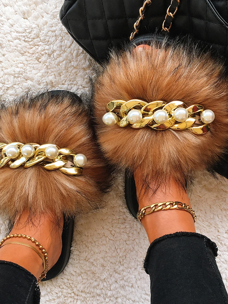 

Slippers Women Fluffy Cute Slides Butterfly Decor Luxury Designer Sandals Ladies Faux Fur Flip Flops Flat Slippers Furry Shoes