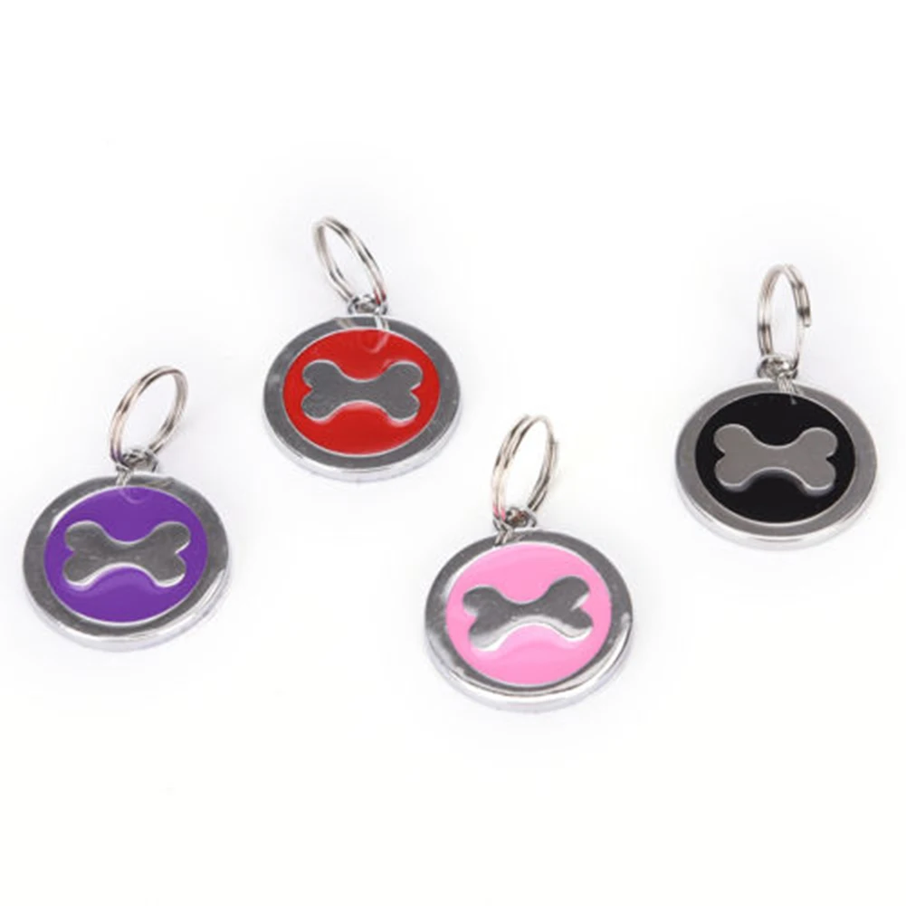 Круглый Кулон ошейник для собак с рисунком костей и идентификацией по имени