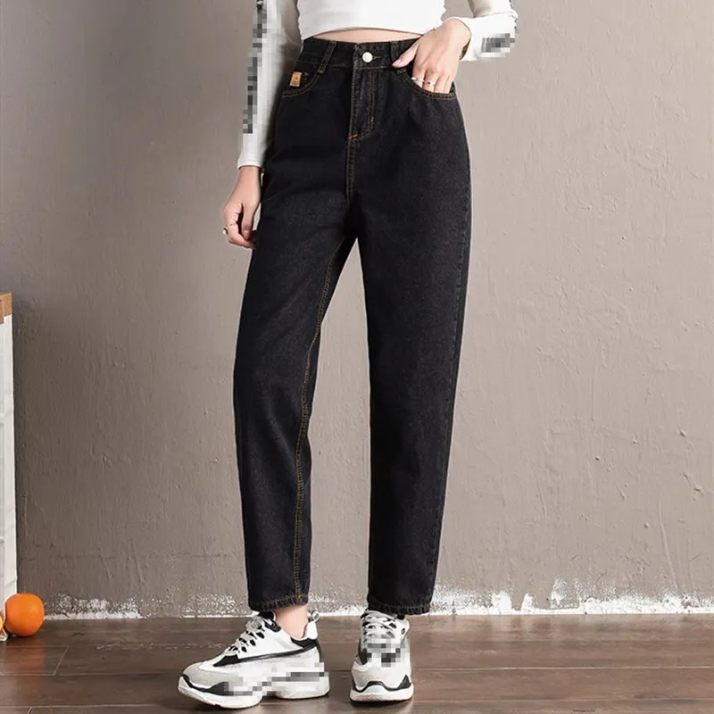 Модные женские Джинсы бойфренда большого размера с высокой талией и пуш-ап