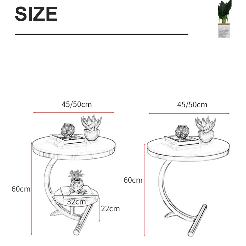 

Marble Round Coffee Table Sofa Side Tables End Table Home Office Magazine Shelf Small Desk Movable Bedroom Living Room Furniture