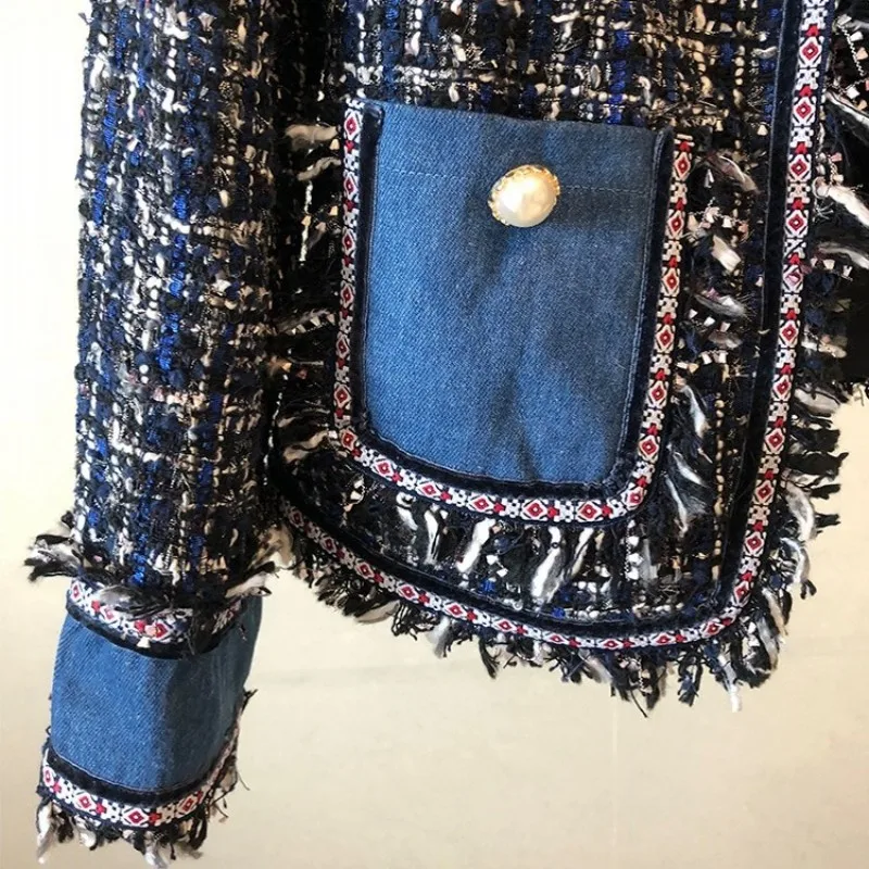 

Tassel Fashion Tweed Jacket Women Autumn Winter O-Neck Elegant Office Lady Coat Streetwear Slim Full Sleeve Outerwear Female