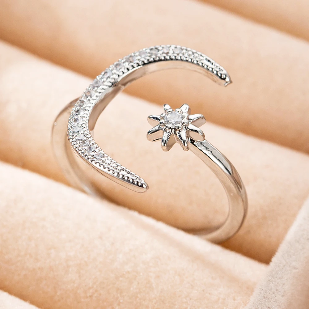 Регулируемый с украшением в виде кристаллов Свадебные Кольца для женщин из