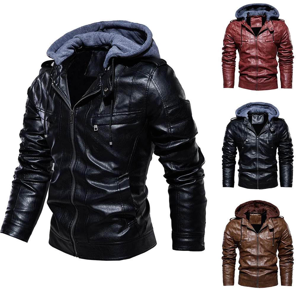 MJARTORIA куртка мужская зимняя верхняя одежда из ПУ уличная с капюшоном приталенная