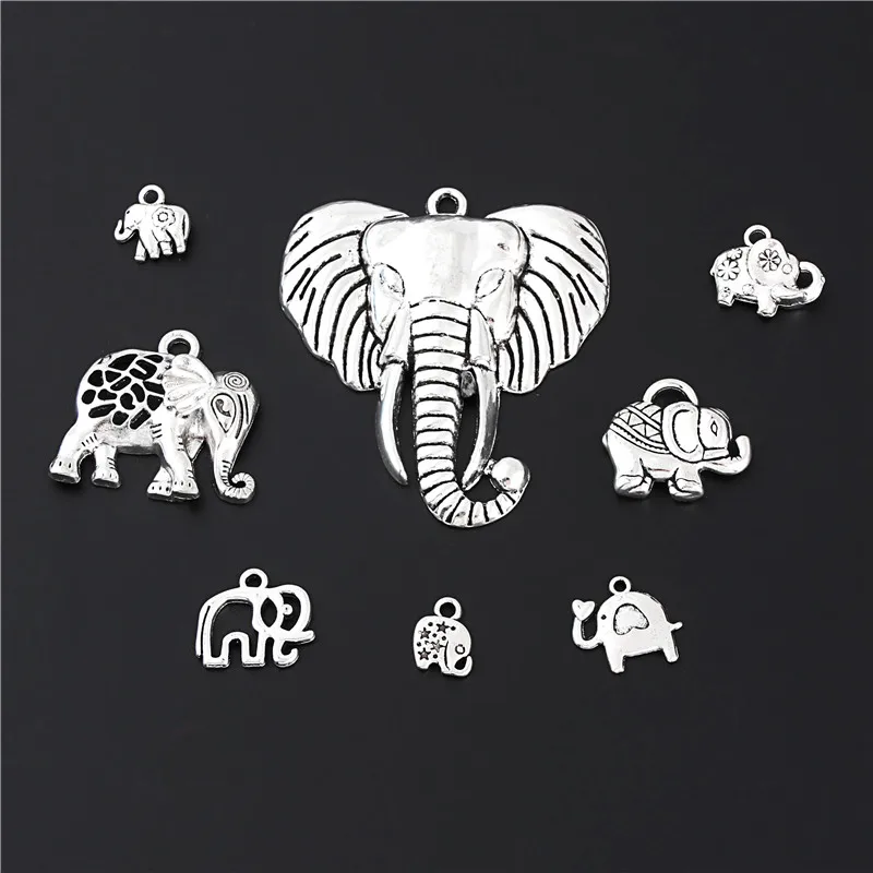8 шт./лот поделки Ganesha Маленький слон Смешанные Подвески Животные древние для DIY