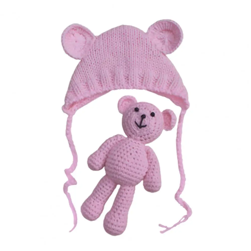 Sombrero de oso conejito para beb&eacute;, gorro infantil c&aacute;lido a la moda, accesorio de fotograf&iacute;a para reci&eacute;n nacidos, accesorios de fotograf&iacute;a para reci&eacute;n nacidos, regalos para beb&eacute;s-4