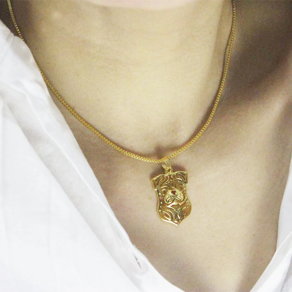 Кулон в виде мопса золотистого цвета ожерелье для любителей домашних животных