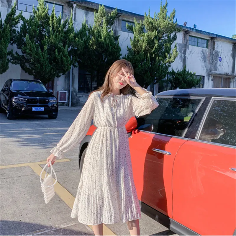 HziriP стильное шифоновое платье в горошек с оборками подходит ко всему нежное 2020