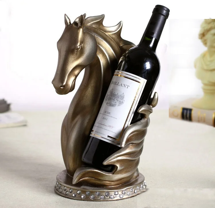 

[MGT] Abstract Horse Head Wine Bottle Holder Ornamental Creative Sculpture Wine Rack Barware Decor Craft Accessories Supplies