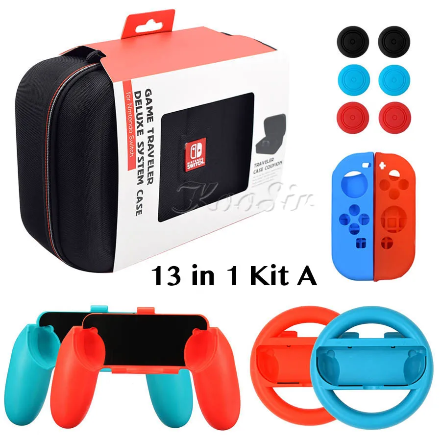 13 in 1 Kit A Чехол для джойстика с переключателем, аксессуары Nitendo, большая сумка для хранения, чехол для джойстика, ручки, колеса для nintendo Switch - Цвет: 13 in 1 Kit A