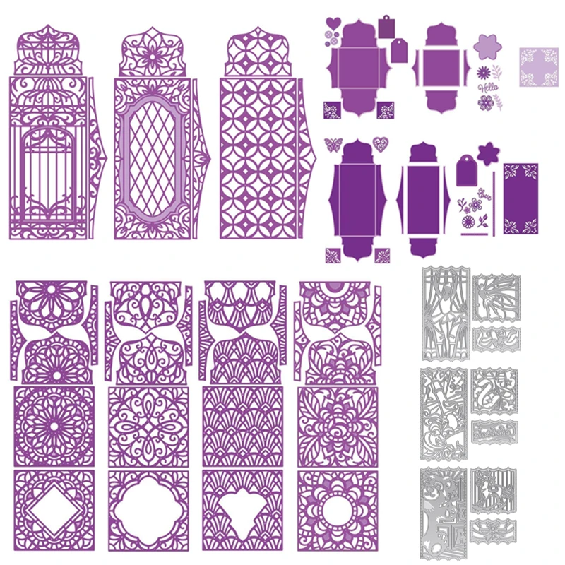 Металлическая выемка для скрапбукинга 3D коробка с выдолбленными узорами