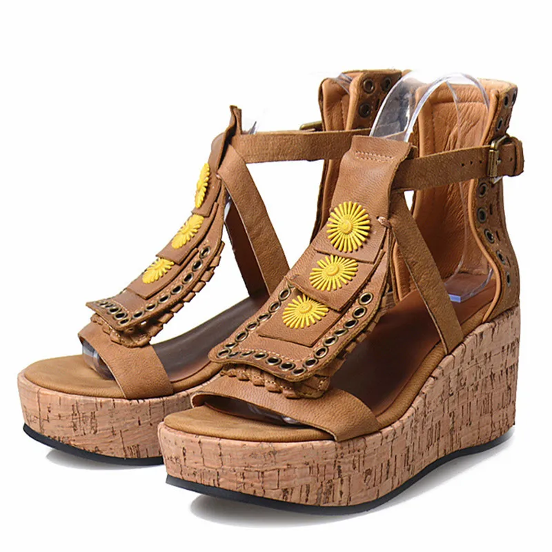 Модные женские сандалии на танкетке Лето гладиаторские для женщин Пикантная