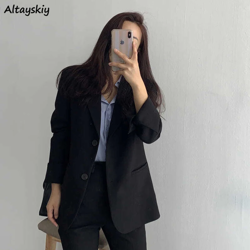 

Блейзеры женские однобортные шикарные черные офисные женские стройные свободные винтажные модные весенние женские пиджаки Новые Ulzzang Ins