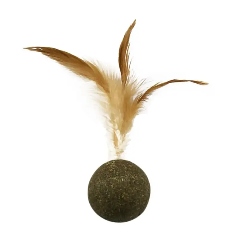 

Pet Cat Toy Natural Catnip Feather Plush Toy Rolling Ball Toys with Soft Yellow Feathers for Cats Cat Catcher Teaser toy