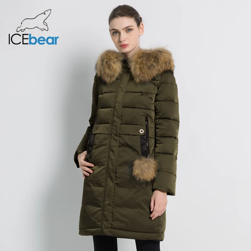 ICEbear 2019 зимнее женское плотное теплое пальто ветрозащитная парка Длинная тонкая
