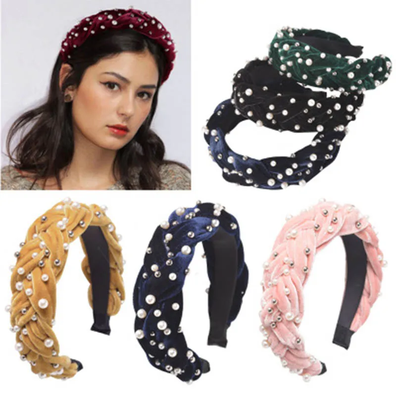 

Hair Accessories twist braided headband pearl braid Hairbands Braided Headband Hair Hoop Fashion Hair Bands Bezel Headdress