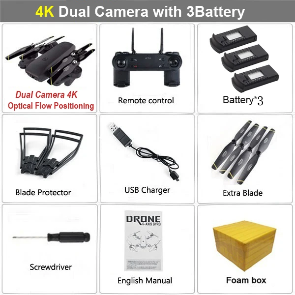 4K Black 3B FB LAUMOX M70 FPV Дрон оптический с 4K HD камерой Дрон wifi следует за мной Вертолет радиоуправляемый Дрон Радиоуправляемый квадрокоптер Дрон VS SG906 - Цвет: 4K Black 3B FB