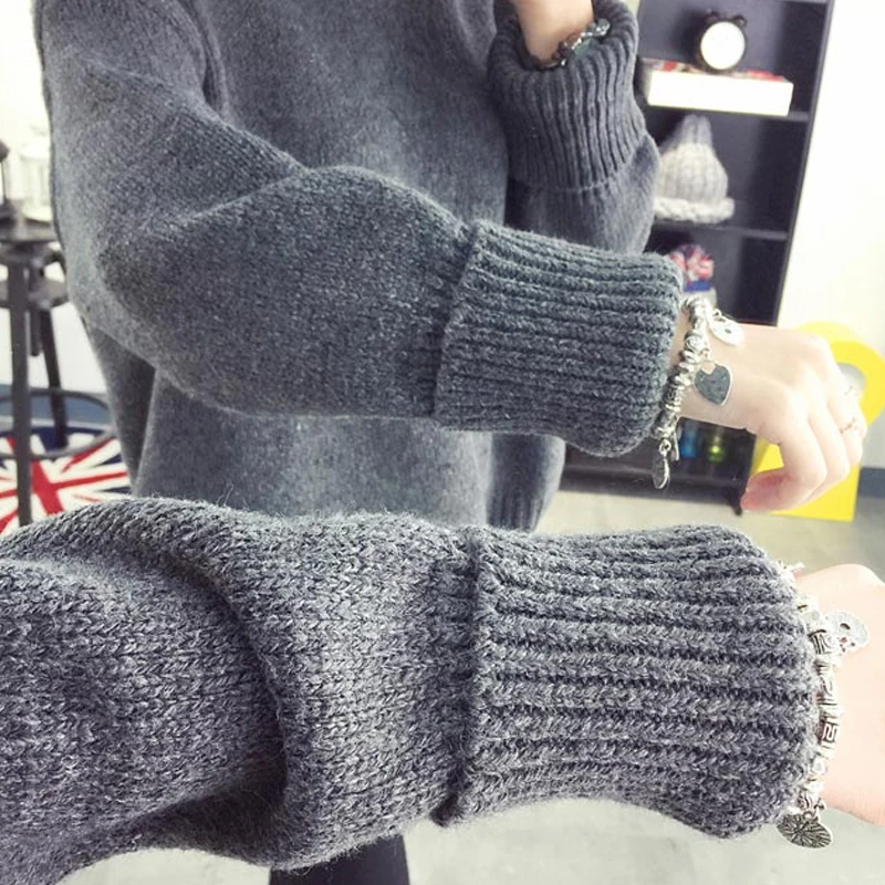 LEH Водолазка с длинным рукавом свитера женские теплые зимние свободные