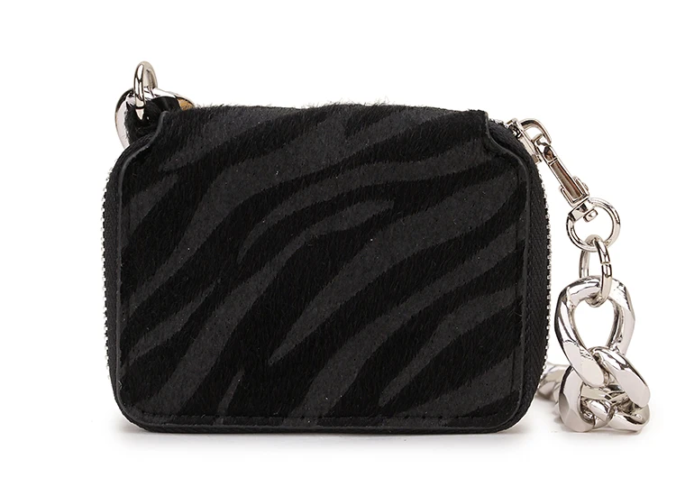 Zebra black Леопардовый принт зебра искусственный мех серебряная цепь модная женская мини сумка через плечо сумки через плечо и сумки женская сумка - Цвет: Zebra black