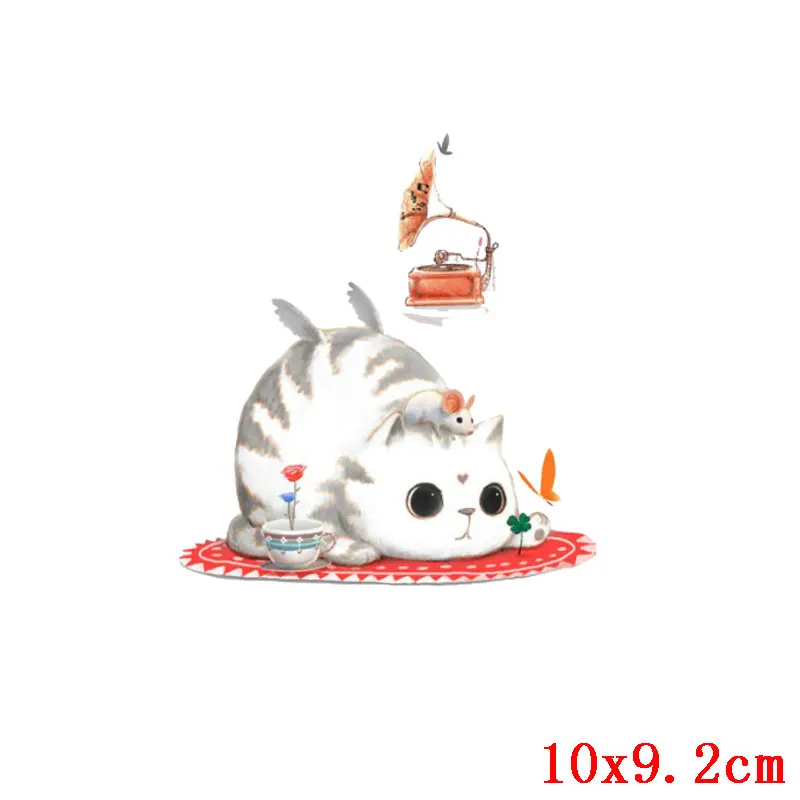 Нашивка С мультяшным котом теплопередающая виниловая нашивка для одежды